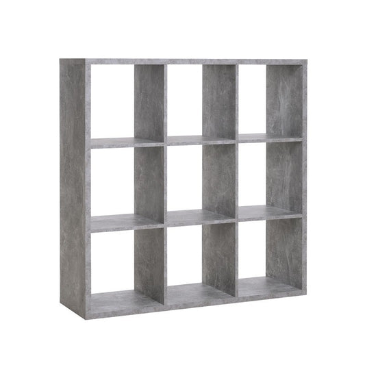 Librería cubo 9 compartimentos color hormigón 107x33xh.107 cm