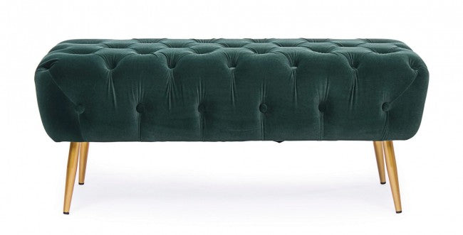 Banco Giacinta efecto terciopelo verde 103x46x40h cm