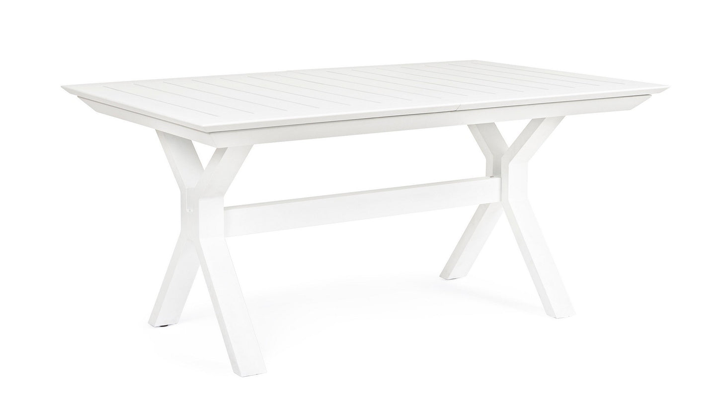 Mesa de jardín extensible Kenyon blanca 180-240 x 100 cm