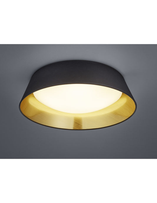 Plafón led con pantalla negra y dorada Ponts Ø45 cm Trio Lighting