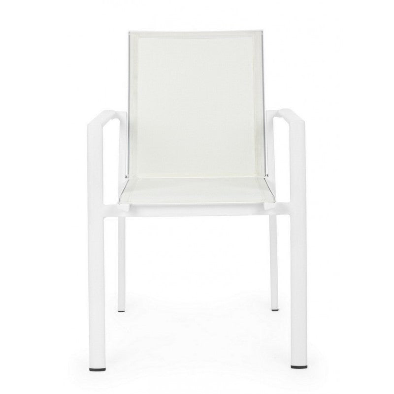 Silla Konnor aluminio blanco con reposabrazos