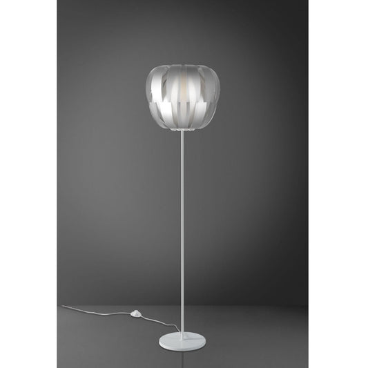 Lámpara de pie con base y tallo en metal plateado Cm. 42x172h
