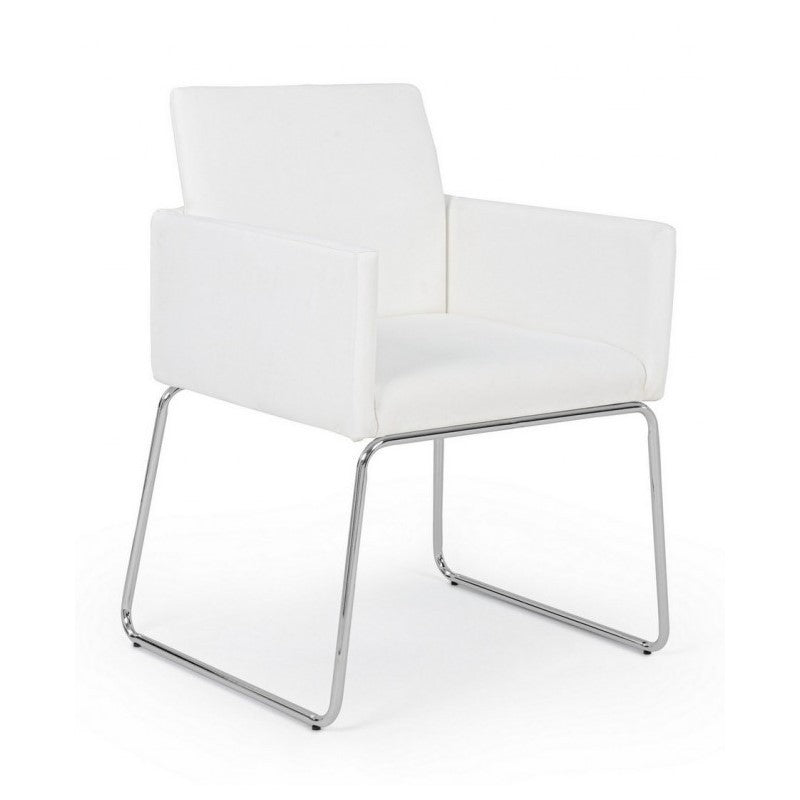 Silla con reposabrazos en símil piel Blanco SIXTY 60x54x h80,5 cm