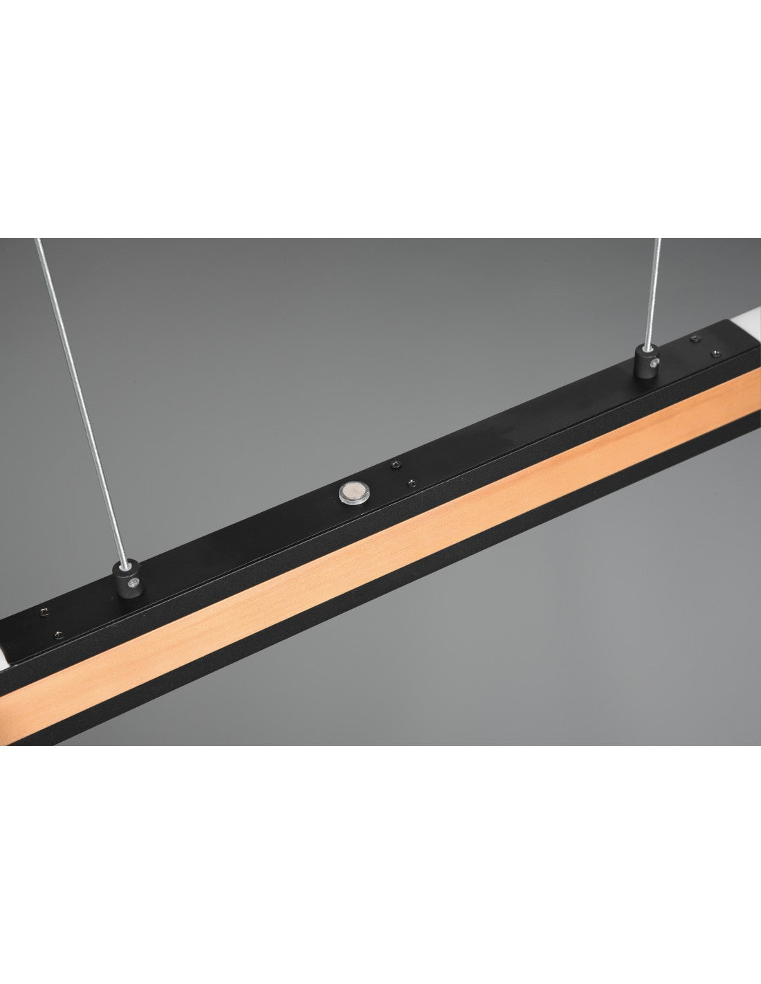 Lámpara de oficina de doble emisión, madera vintage y atenuador de metal negro, iluminación Deacon Trio