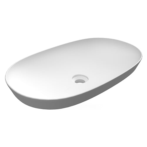 Lavabo empotrado ovalado alargado sin agujero 60x36 cm, blanco