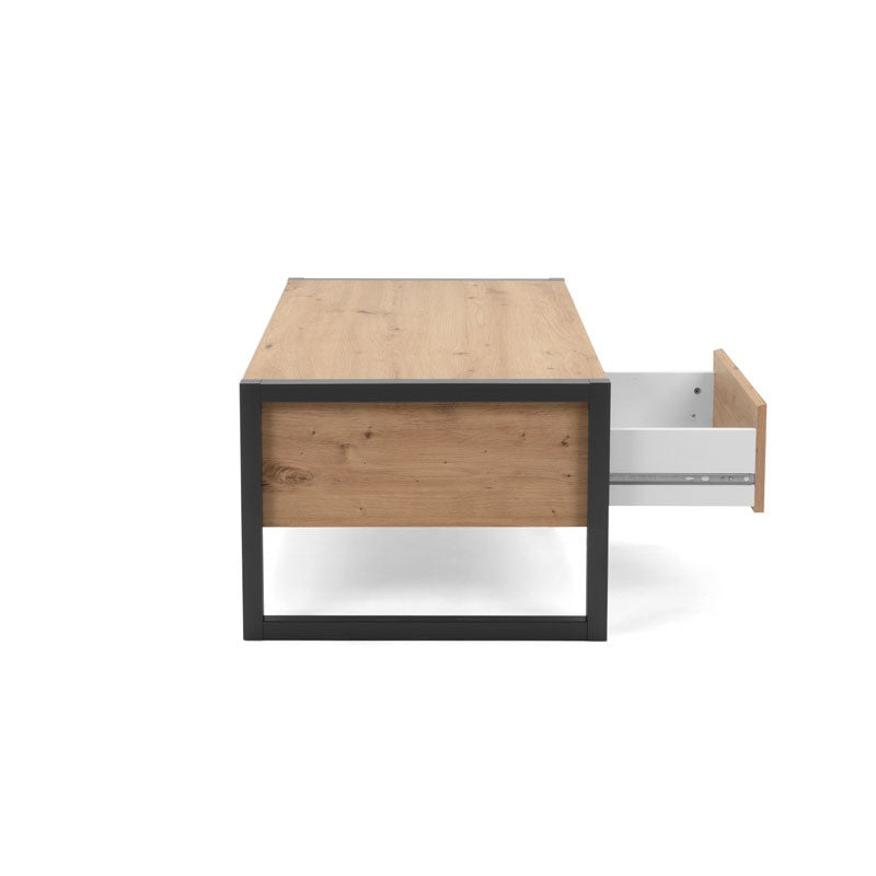 Mesa de centro con cajón en roble antracita cm 100x 55 x 40 h