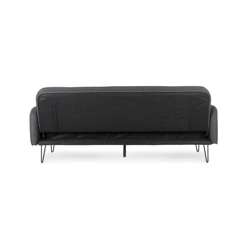 Sofá cama de tres plazas en tejido BRIDJET Negro 200x82x h81 cm