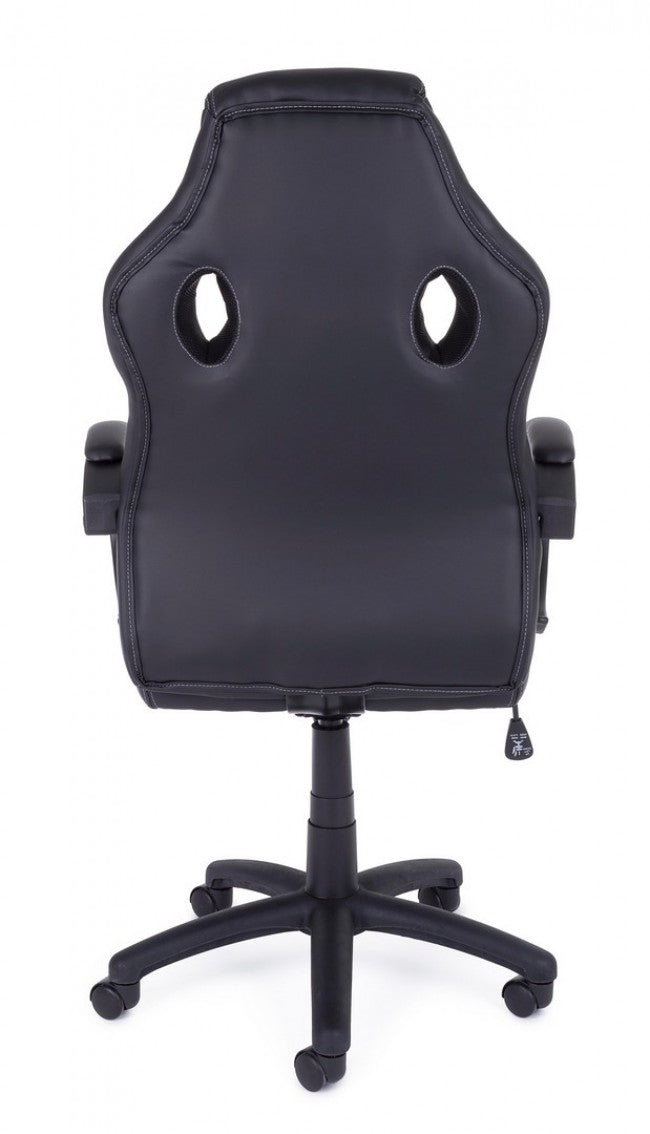 Sillón de oficina con pulseras Racing negras en símil piel.