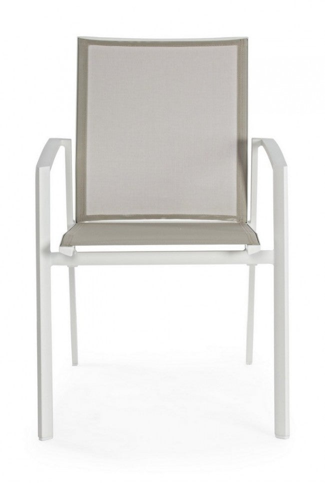 Silla de jardín blanca Cruise con reposabrazos