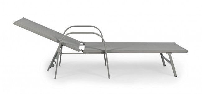 Tumbona Arent de acero y con reposabrazos gris tórtola 195 cm