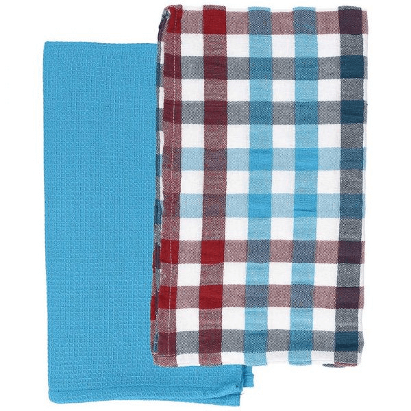 Juego de 2 paños de cocina 50x70 cm, fresas, algodón azul claro