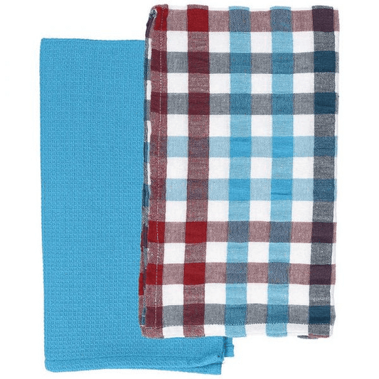 Juego de 2 paños de cocina 50x70 cm, fresas, algodón azul claro