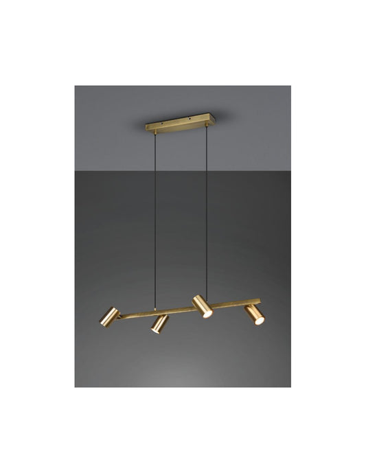 Suspensión 4 Focos Orientables GU10 Marley Latón Envejecido Trio Lighting