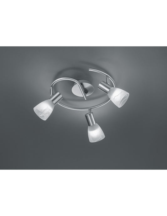 Girandola Visa Plafón 3xE14 LED Níquel Y Cristal Alabastro Ø30 cm Trio Lighting
