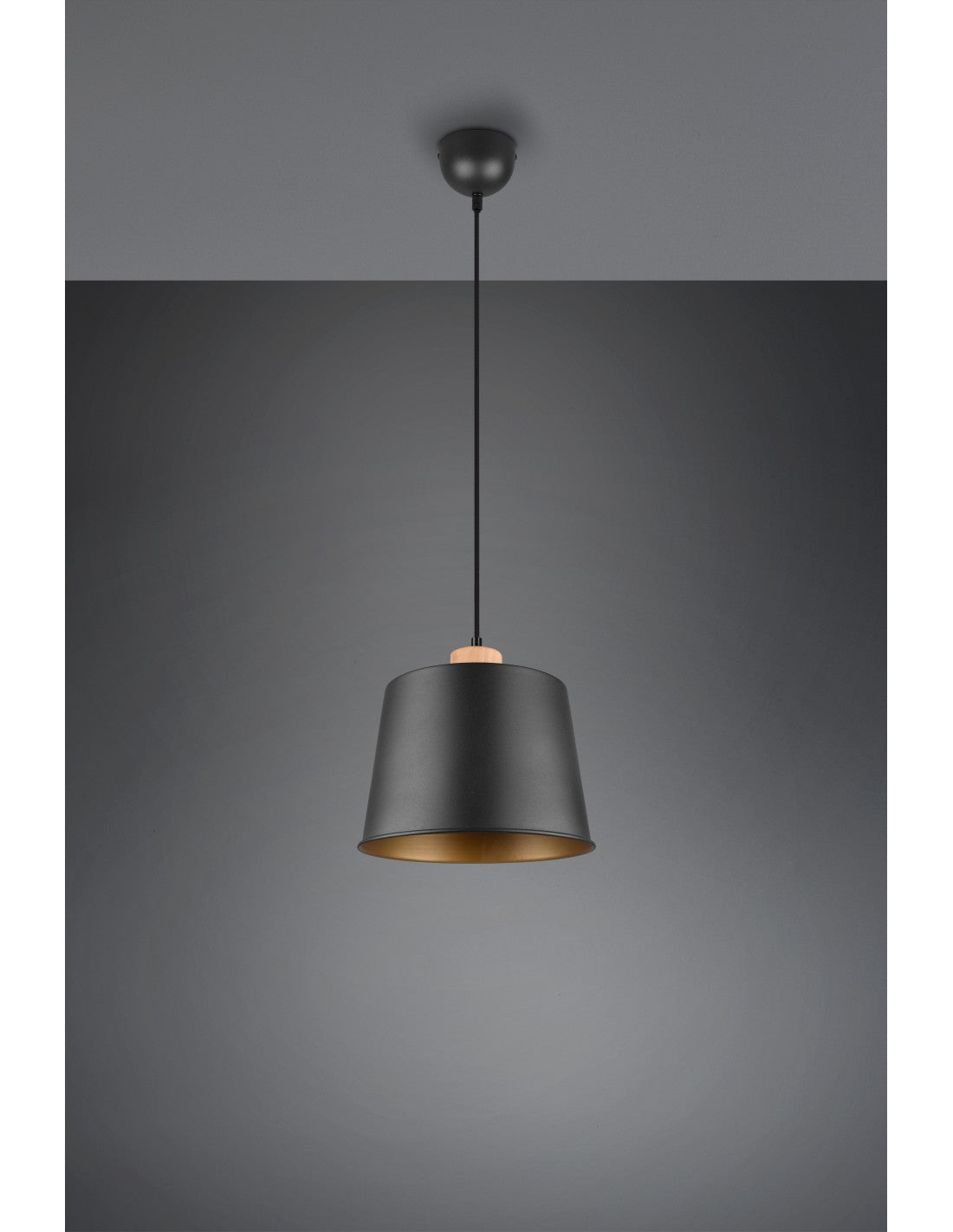 Pantalla de lámpara colgante individual en oro negro Harris Trio Lighting