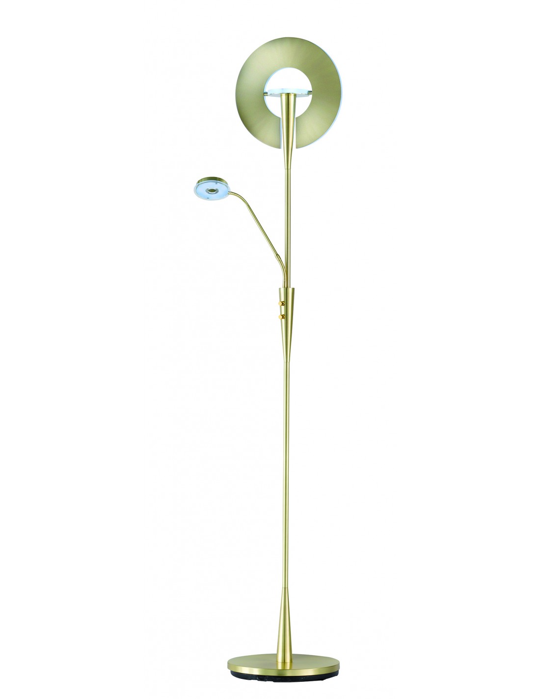 Lámpara de pie LED con foco de lectura regulable Quebec Brass Trio Lighting