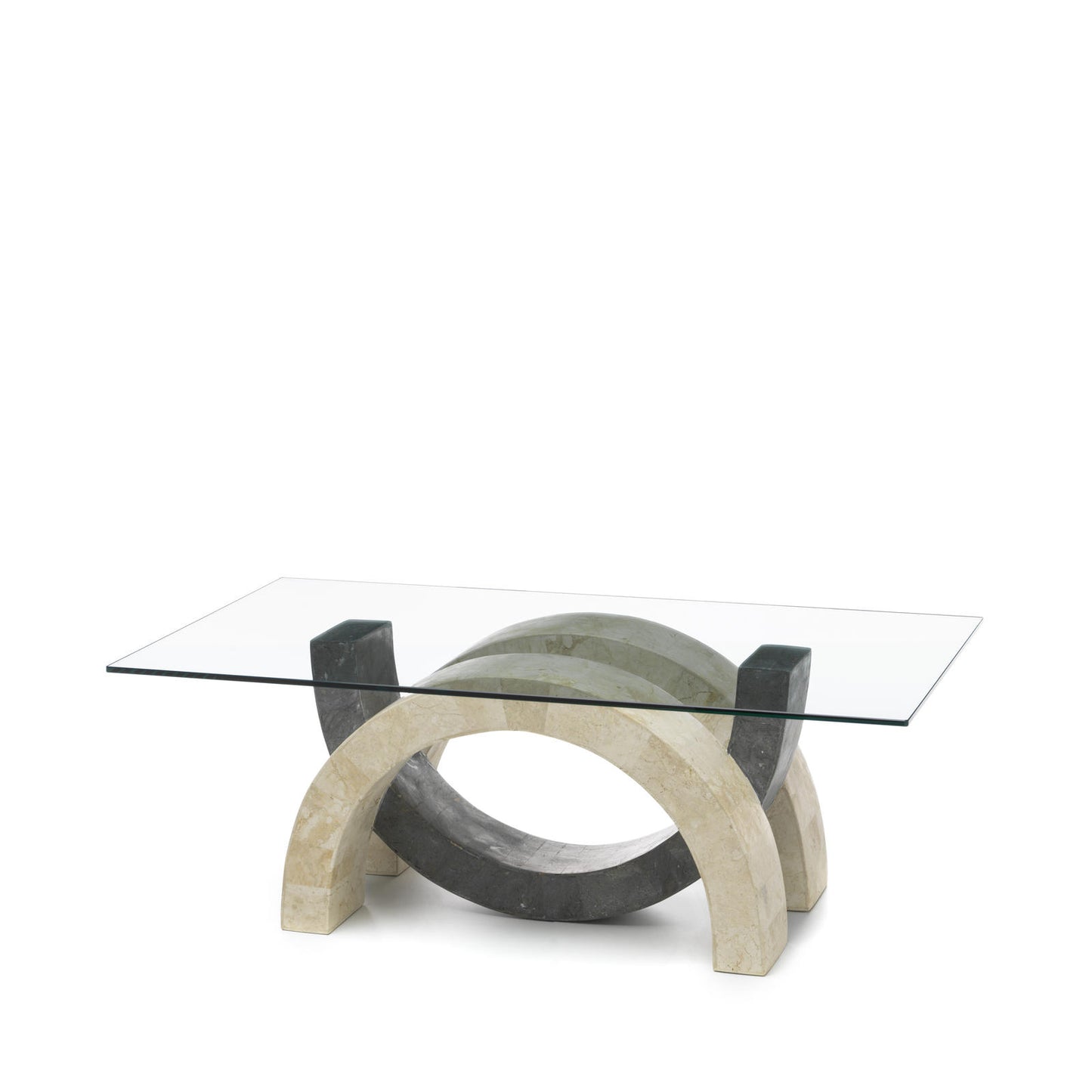 Mesa de centro transparente-beige-gris 70 cm x 120 cm Alt. 41 cm