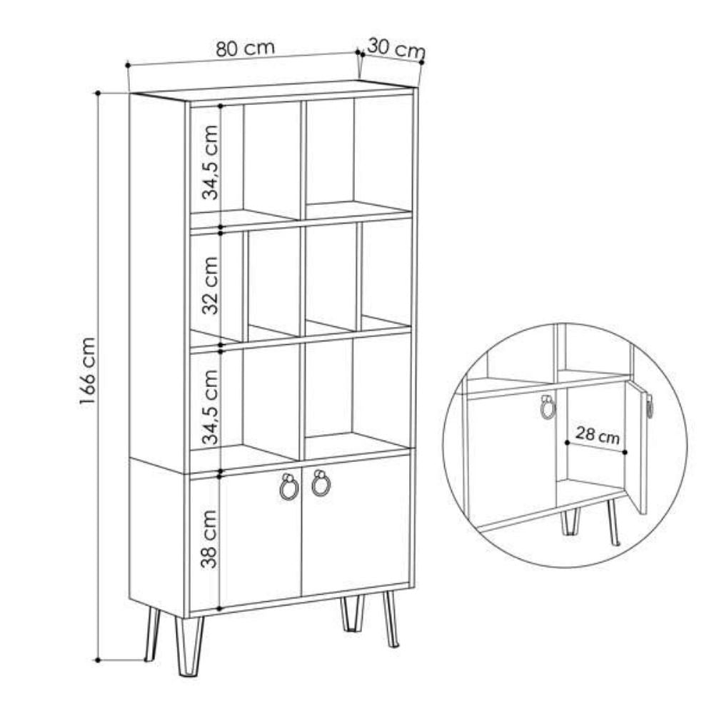 Librería Bene con puertas de roble blanco.
