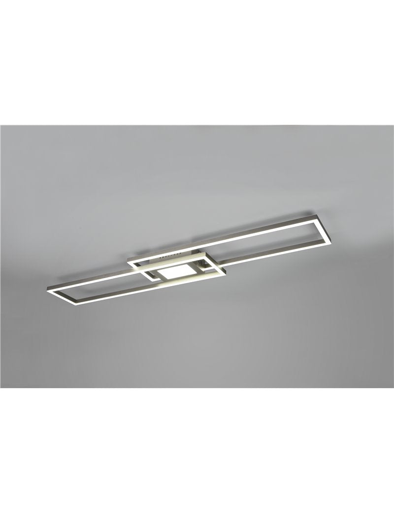 Plafón LED Ganado rectangular de acero retroiluminado RGB con mando a distancia multifunción l. LED moderno de 110 cm.