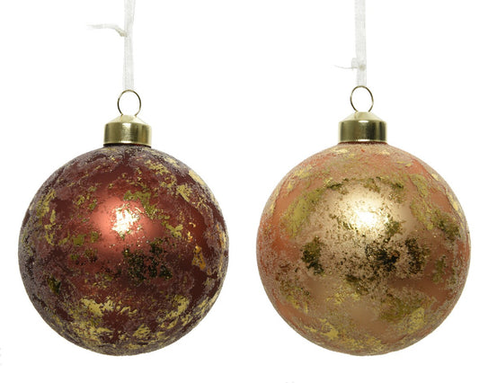 Bola navideña de cristal BORDADO Blanco Rosa 8 cm unidades surtidas1