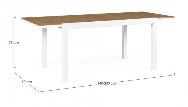 Mesa extensible 140-200x90 blanca en aluminio