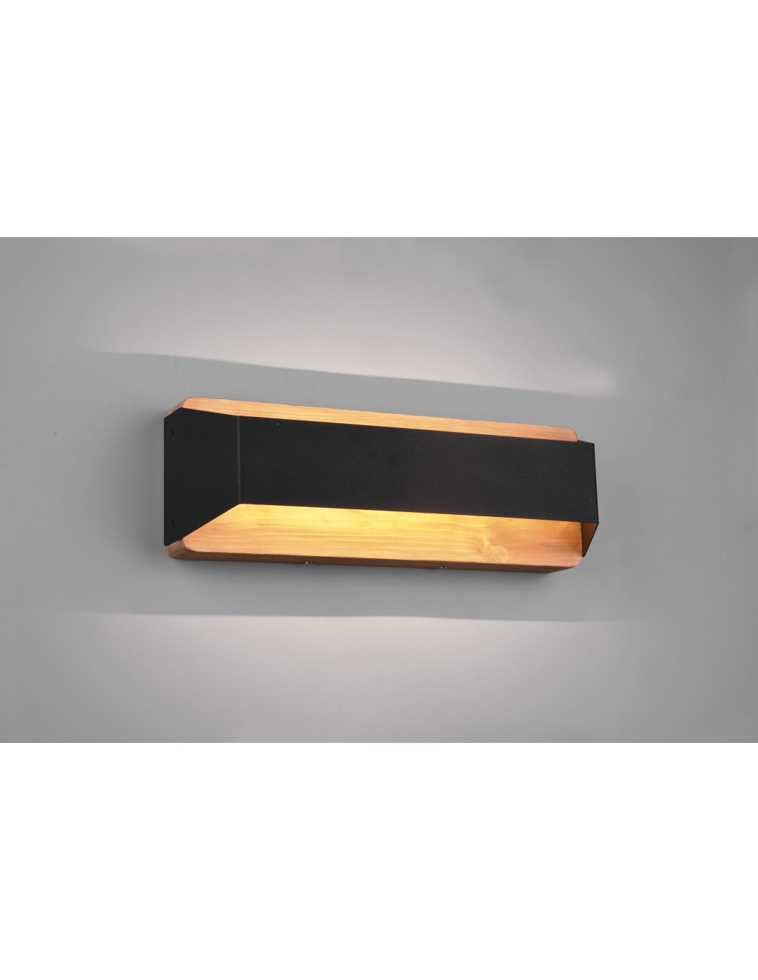 Lámpara de pared rectangular Doble emisión LED Arino Black Wood Trio Lighting