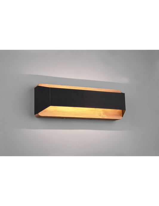 Lámpara de pared rectangular Doble emisión LED Arino Black Wood Trio Lighting