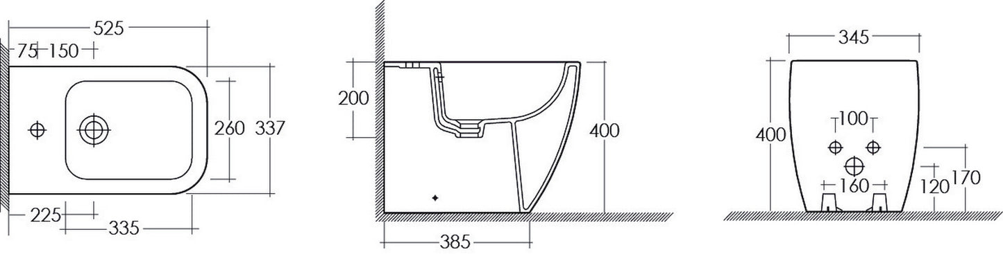 Bidé Metropolitano adosado a la pared