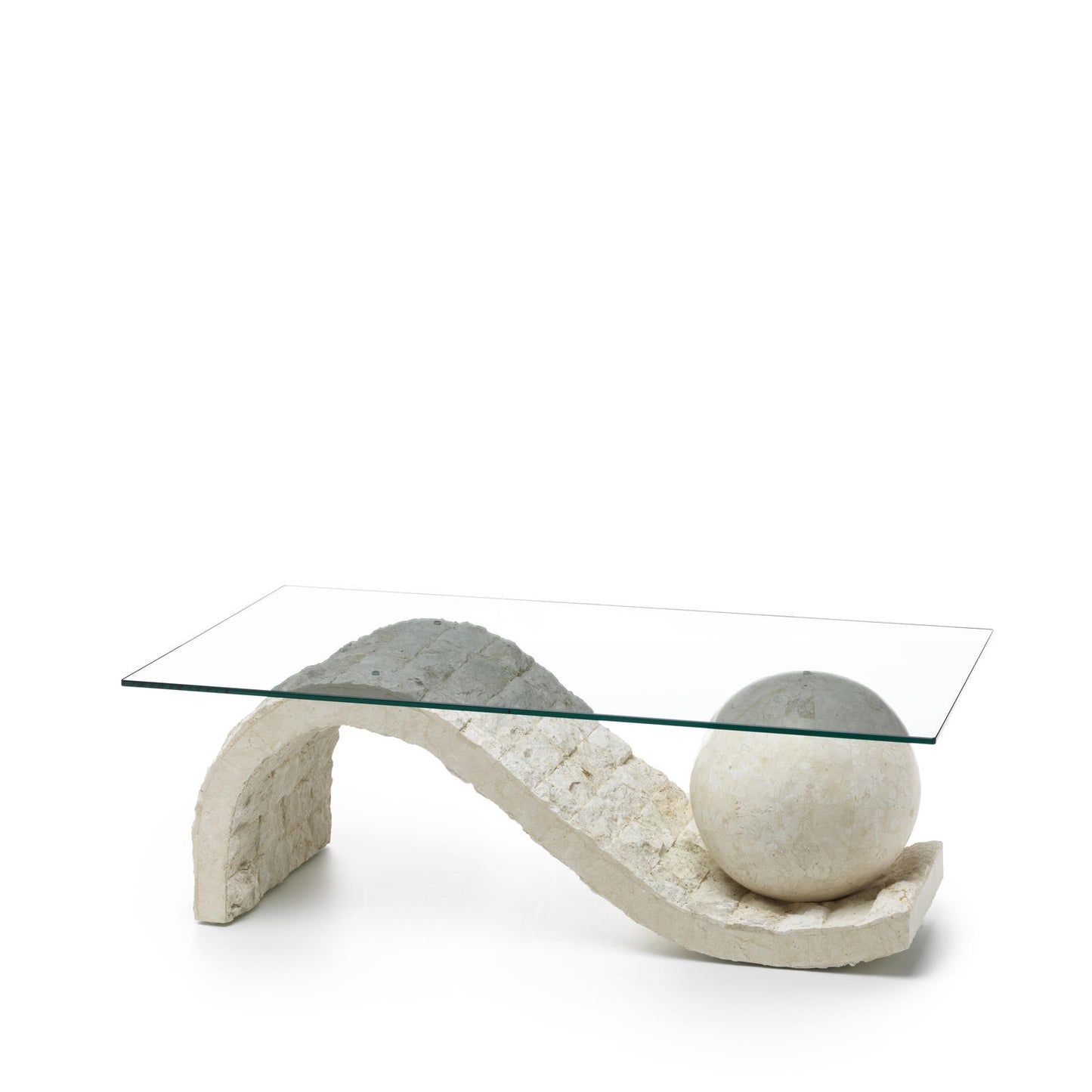 Mesa de centro beige transparente 70 cm x 120 cm Alt. 37 cm