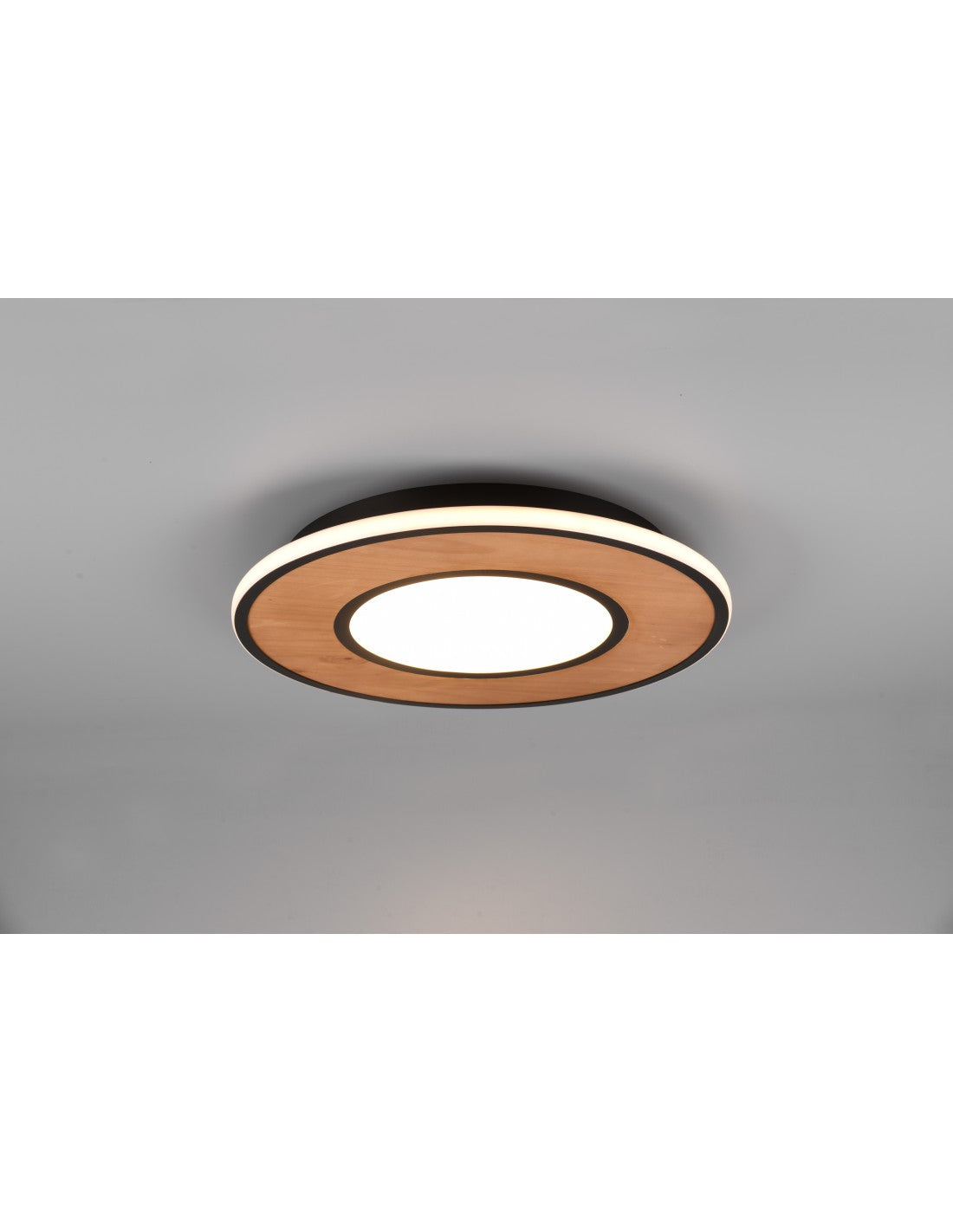 Lámpara de techo vintage de madera con atenuador LED Deacon Ø50 cm Trio Lighting