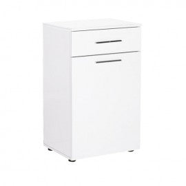 Mueble de baño blanco con cesto y cajón 52x38xh.83 cm