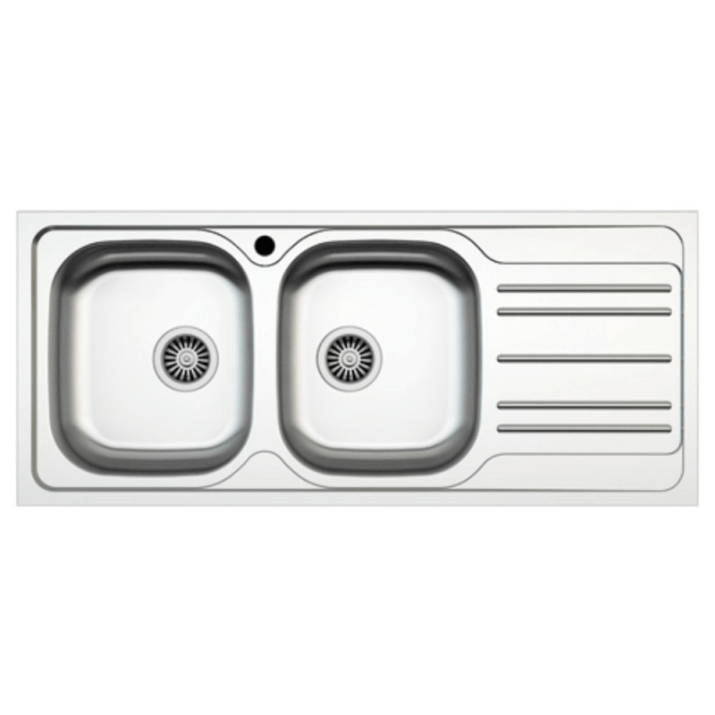 Fregadero de cocina encastrable MP1162DX acero 116x50 cm dos senos y escurridor derecho