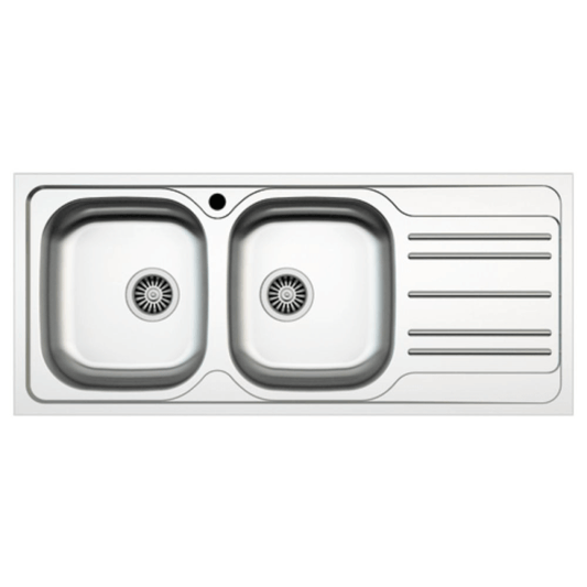 Fregadero de cocina encastrable MP1162DX acero 116x50 cm dos senos y escurridor derecho