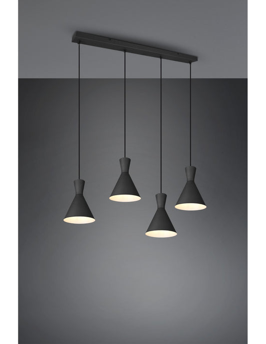 Suspensión Lineal Enzo 4xE27 Negro Mate Trio Lighting