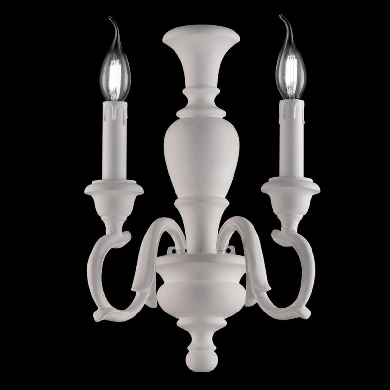 Aplique de madera Shabby blanco con dos luces 25x h40 cm