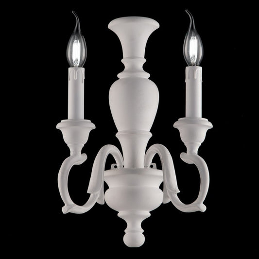 Aplique de madera Shabby blanco con dos luces 25x h40 cm