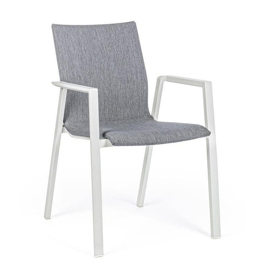 Silla De Exterior En Aluminio Blanco Con Cojín Gris Oscuro Odeon 55,5X60 H83 Cm