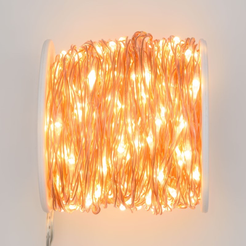 Cadena MicroLED PL 500 Bobina 25m cable cobre blanco cálido