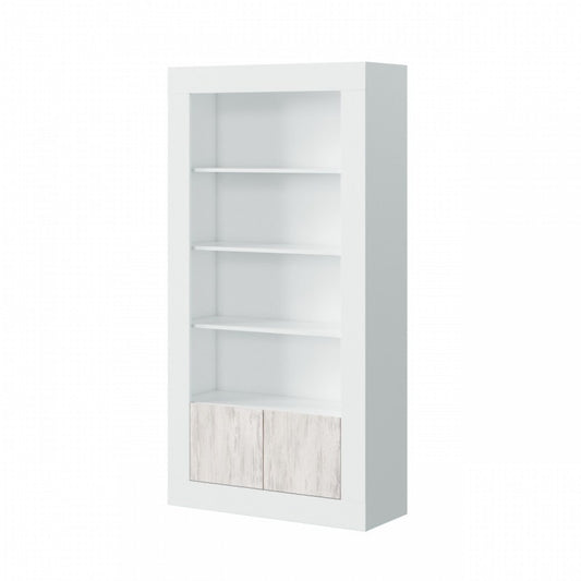 Librería de salón moderna blanca con puertas 94 x 35 x 181 h cm