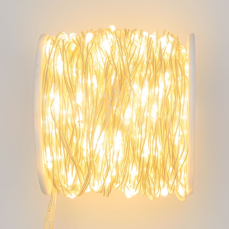 Cadena 500 MicroLED Bobina 25m cable blanco cálido plata transparente