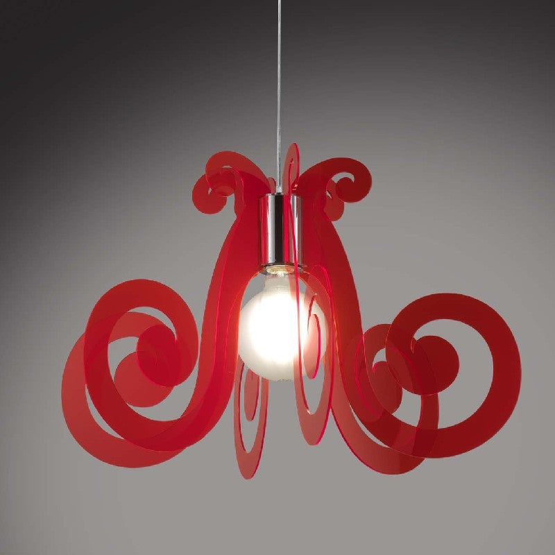 MIZAR Lámpara colgante de plexiglás rojo diámetro 64x h41 cm