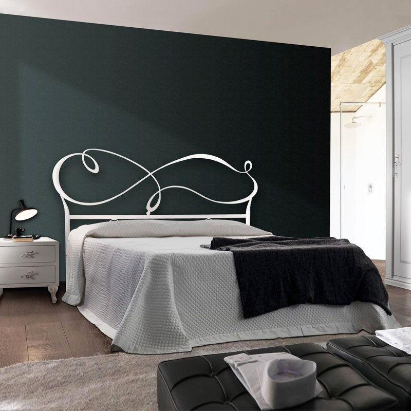 Cama doble de hierro con estructura de hierro blanco NUVOLA 186x208x h126 cm