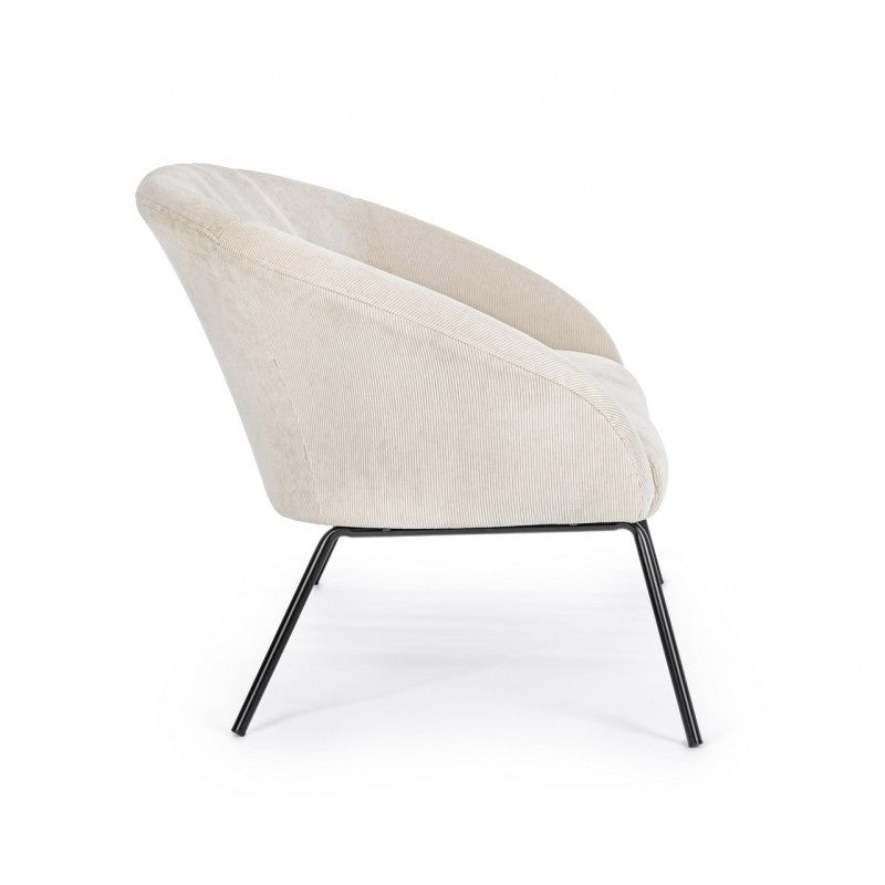 Aiko Velvet sofá acero terciopelo blanco 142 x 80 x 75 cm