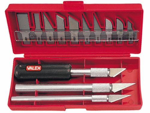 Juego de cuchillos ValEx para cortar balsa con precisión, rayar y tallar en acero 13 piezas.