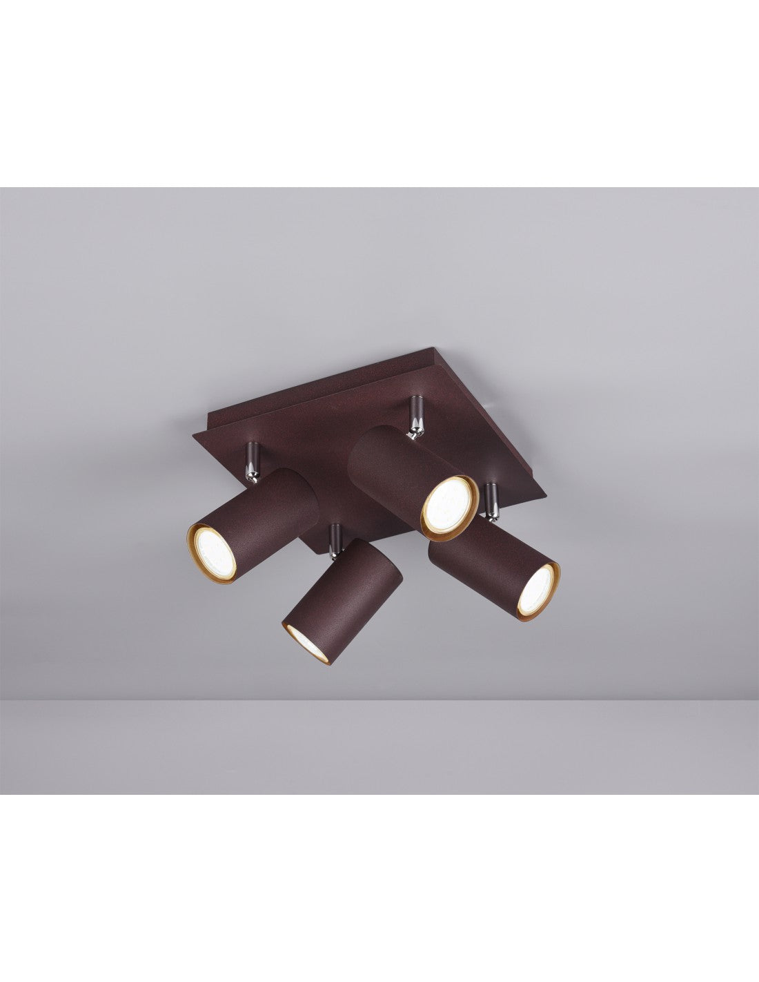 Plafón cuadrado con 4 focos orientables Marley Rust Trio Lighting