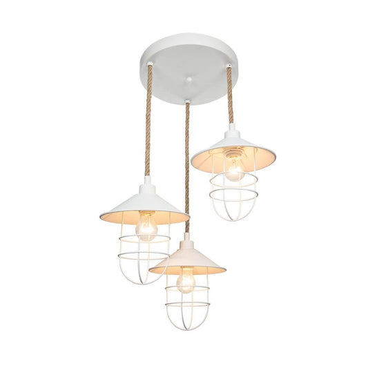 Bulut ASZ0632 Lámpara colgante 3 luces en metal blanco y cuerda