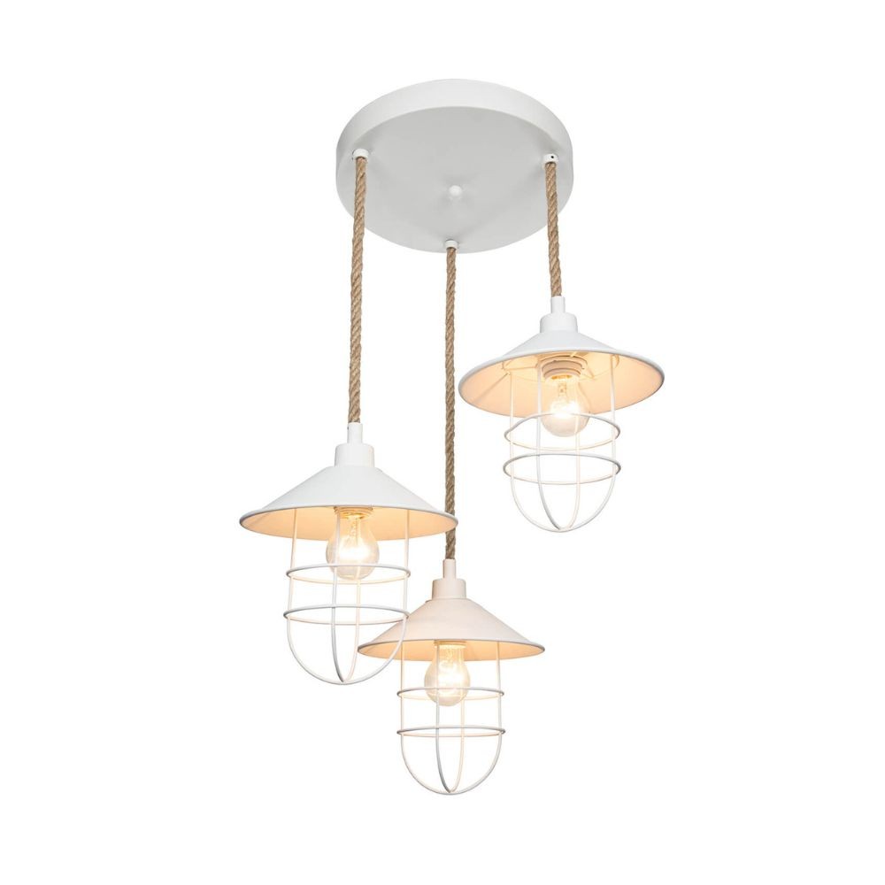 Bulut ASZ0632 Lámpara colgante 3 luces en metal blanco y cuerda
