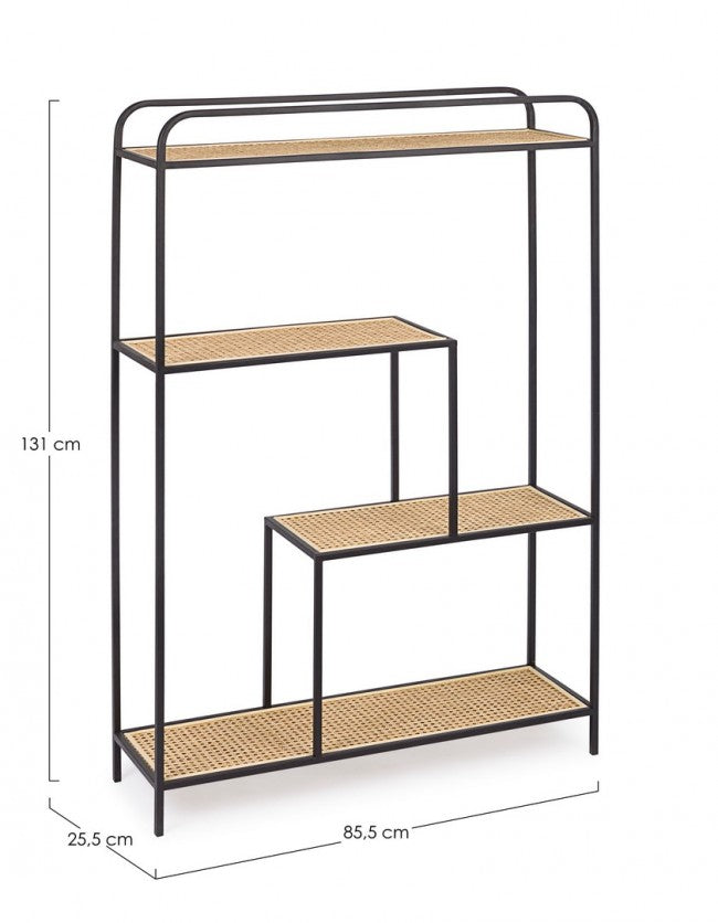 Librería perfilada de acero con cuatro estantes Antracita ELYOT 85,5x25,5x h131 cm