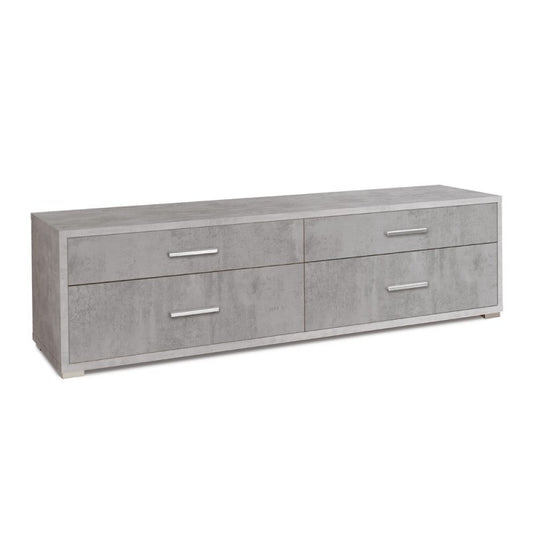 Mueble TV bajo de madera con cuatro cajones Beton Cemento 179x47x h50 cm