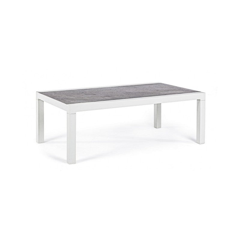 KLEDI LUNAR Mesa de centro exterior aluminio blanco 120x70x h43 cm